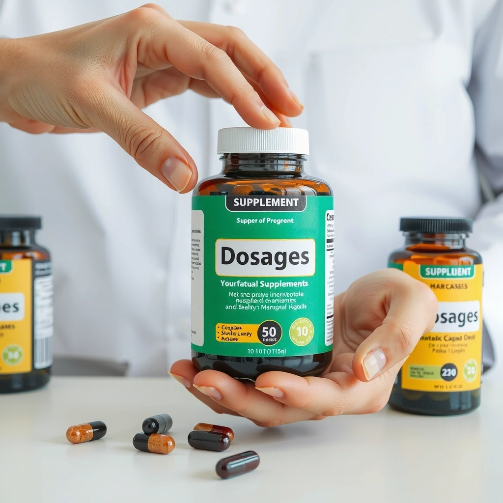 Supplement bottle with dosage instructions